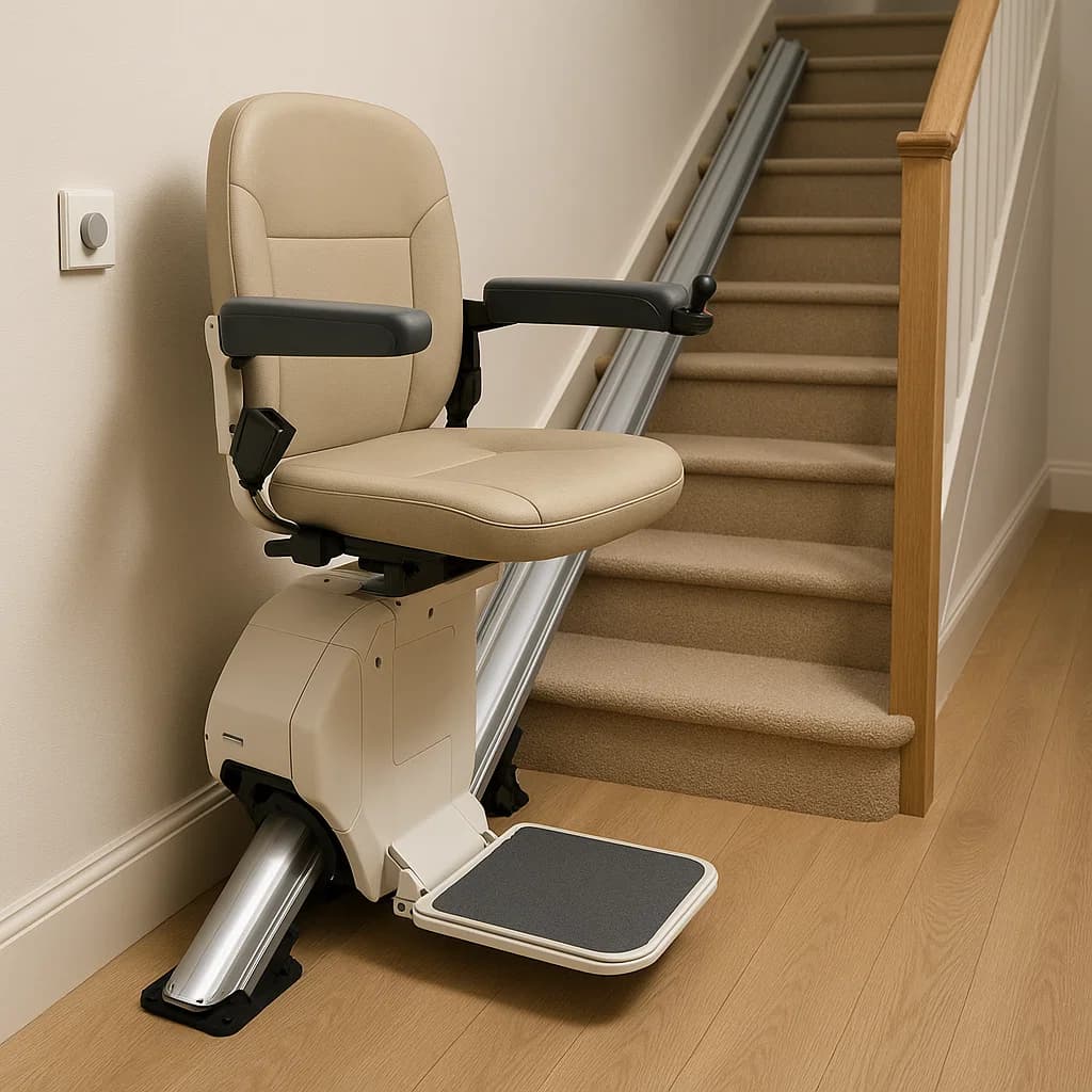 Straight Stair Lift for elderly mobility by MOB-EASE Rehab