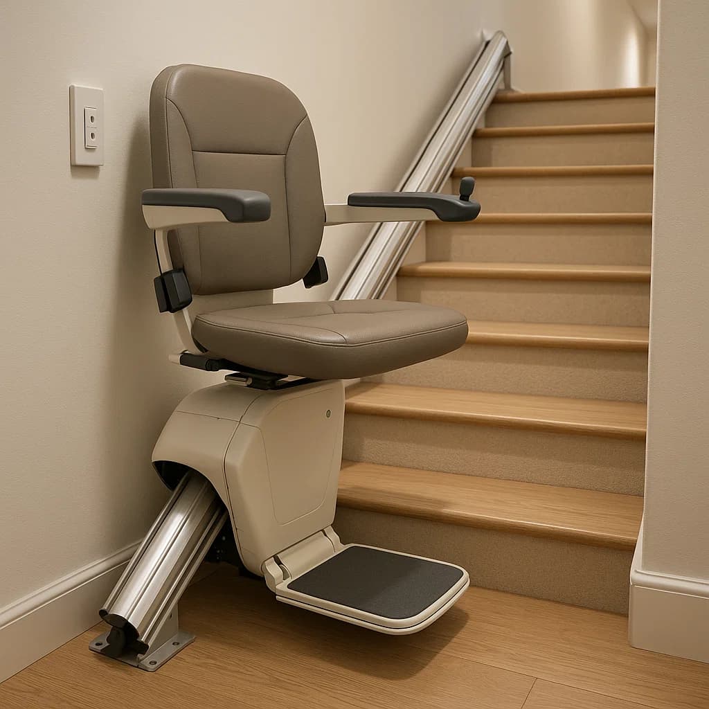 Straight Stair Lift for elderly mobility by MOB-EASE Rehab